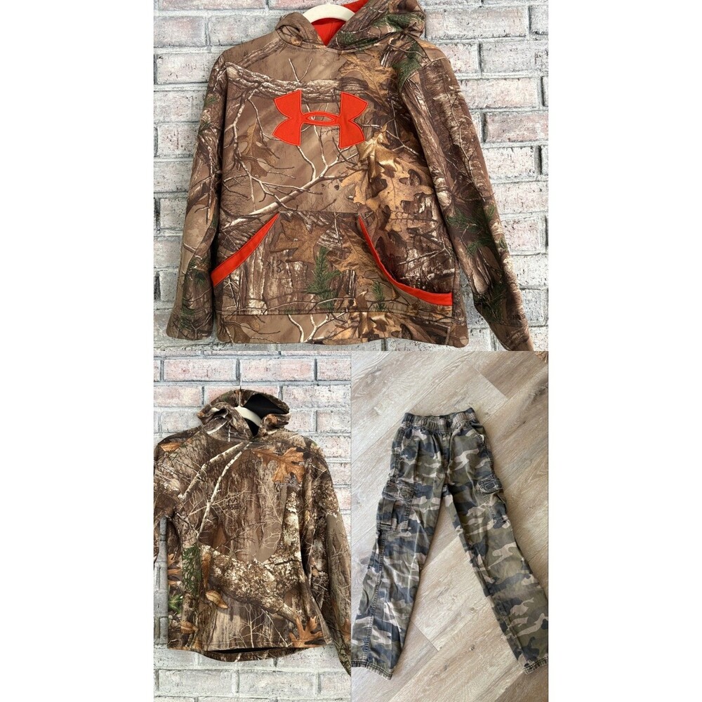 Boys Camo Hunting Clothes Lot Realtree & Under Armour Size Youth Large-10/12